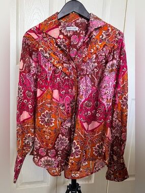 Maria Cher. Floral Print Button Front Blouse